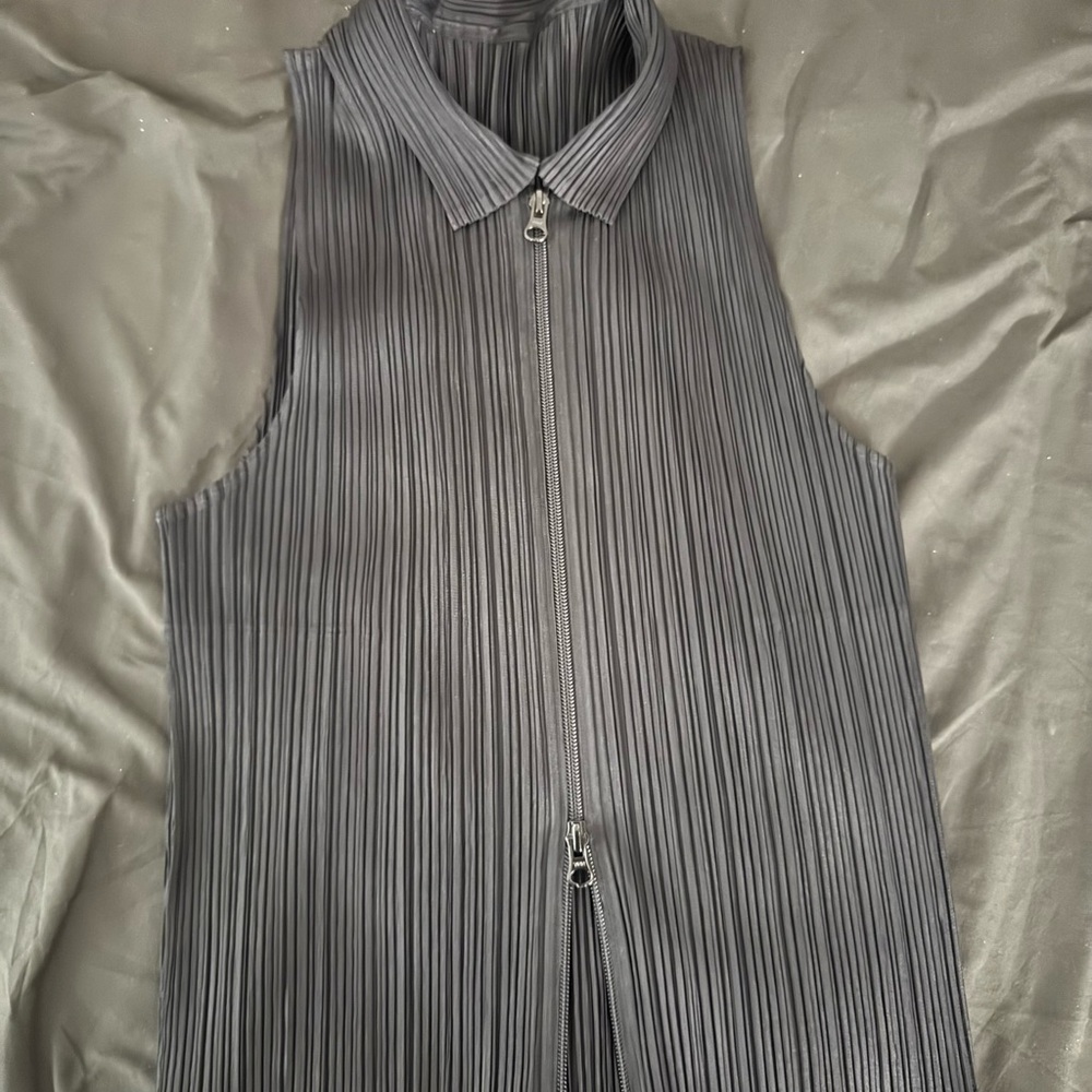 Issey Miyake Pleats Please Black Double Zip Top
